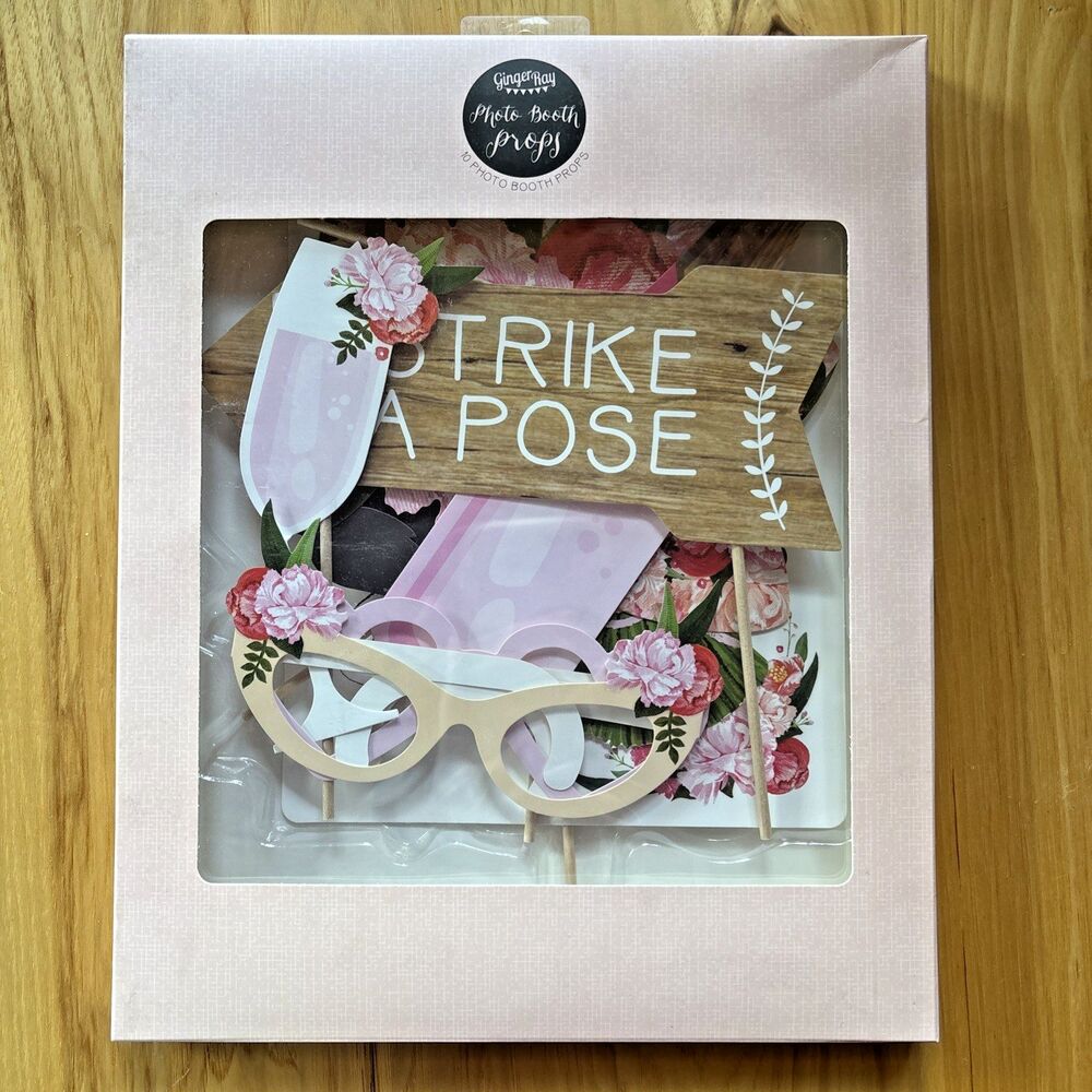 Ginger Ray Photo Booth Wedding Props - Strike a Pose NEW BOHO 10 Props Flowers